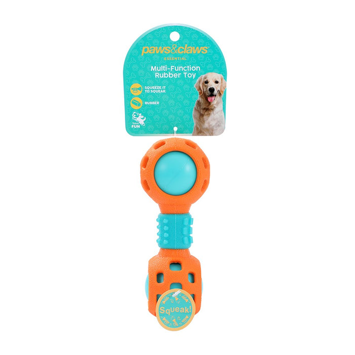 Paws & Claws TPR DUMBELL W/ SQUEAKY BALL 15.5CM
