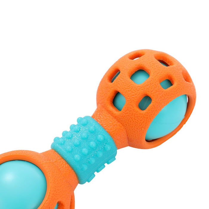 Paws & Claws TPR DUMBELL W/ SQUEAKY BALL 15.5CM