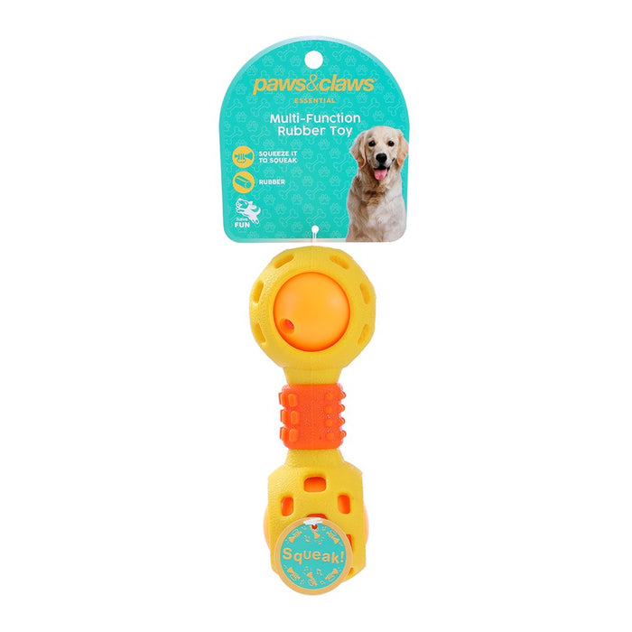 Paws & Claws TPR DUMBELL W/ SQUEAKY BALL 15.5CM