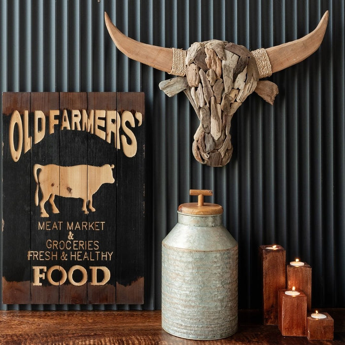 2 set Driftwood Bulls Head Wall Art