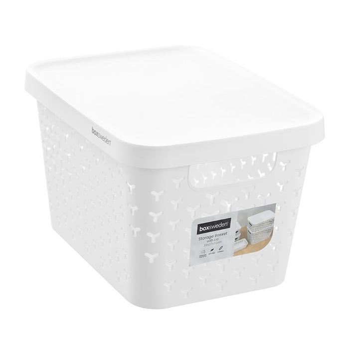 Boxsweden Star Basket Lidded 16L 36X27X22Cm White