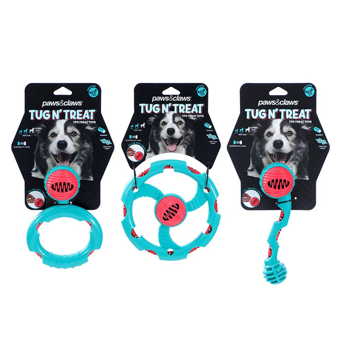 Paws & Claws TUG N' TREAT TPR + ROPE TOY 16X16X6CM