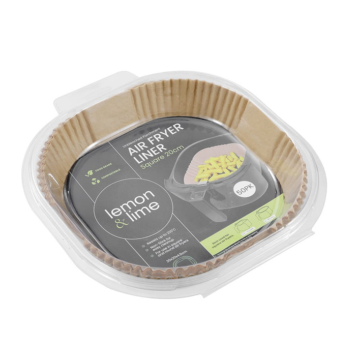 Lemon & Lime AIR FRYER LINER SQUARE 50PK 20X20X4.5CM
