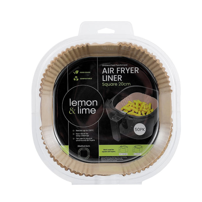 Lemon & Lime AIR FRYER LINER SQUARE 50PK 20X20X4.5CM
