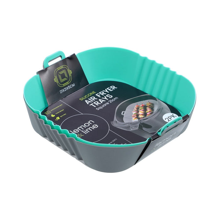 Lemon & Lime SILICONE AIR FRYER TRAY 2PK 21X21X5CM SQUARE