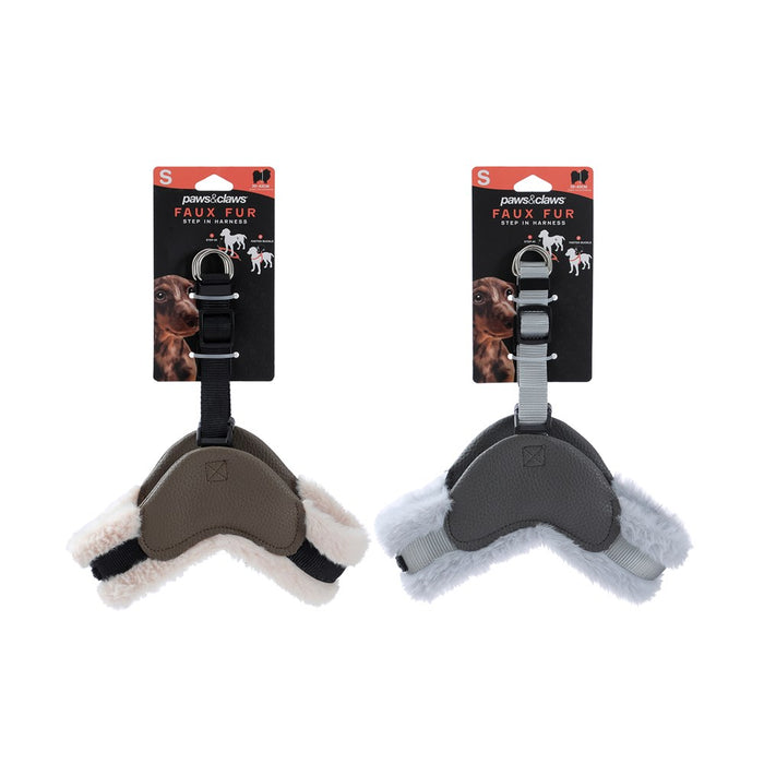 Paws & Claws FAUX FUR & LEATHER HARNESS SML 30-42CM