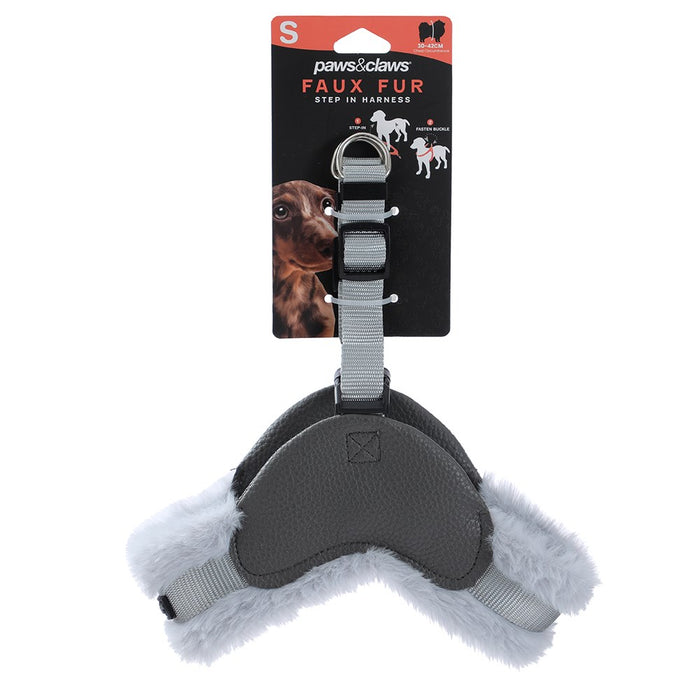 Paws & Claws FAUX FUR & LEATHER HARNESS SML 30-42CM