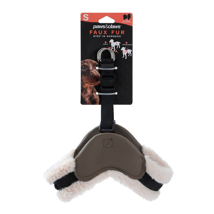Paws & Claws FAUX FUR & LEATHER HARNESS SML 30-42CM