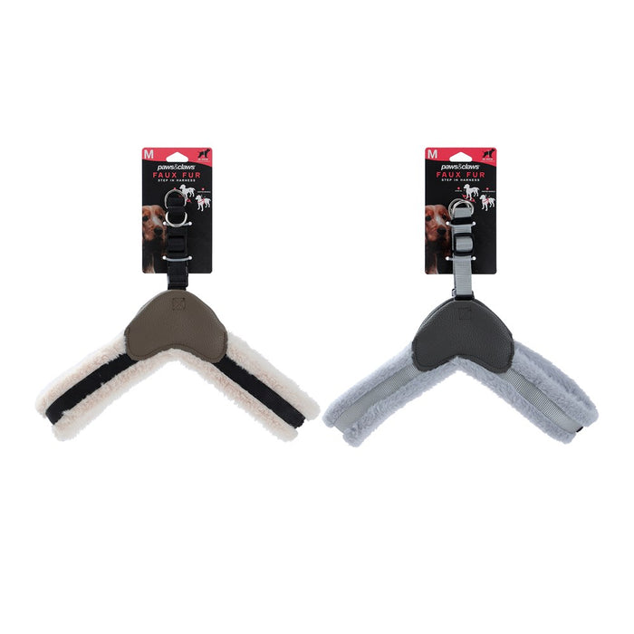 Paws & Claws FAUX FUR & LEATHER HARNESS MED 48-60CM