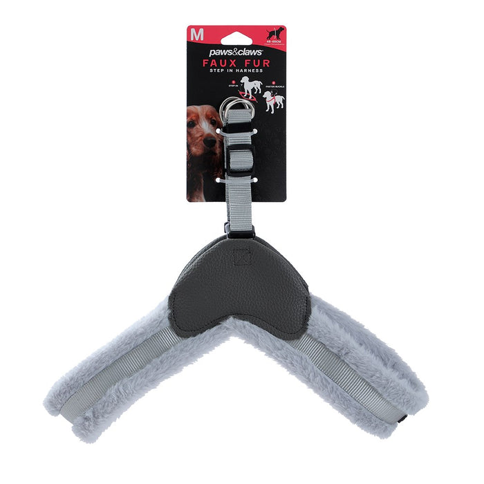 Paws & Claws FAUX FUR & LEATHER HARNESS MED 48-60CM