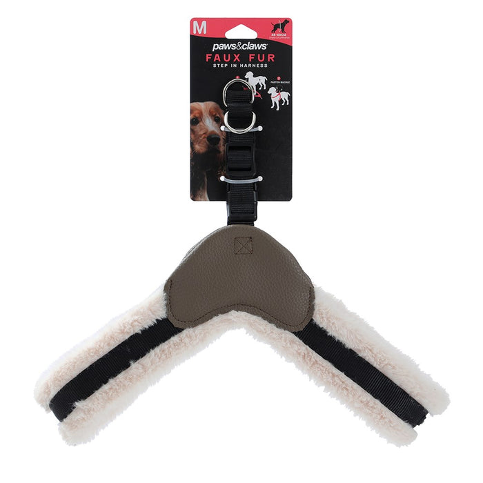 Paws & Claws FAUX FUR & LEATHER HARNESS MED 48-60CM