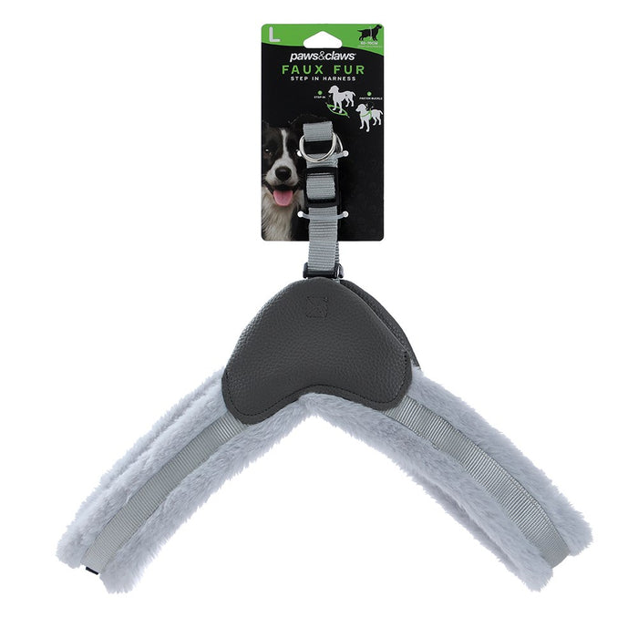Paws & Claws FAUX FUR & LEATHER HARNESS LRG 60-70CM