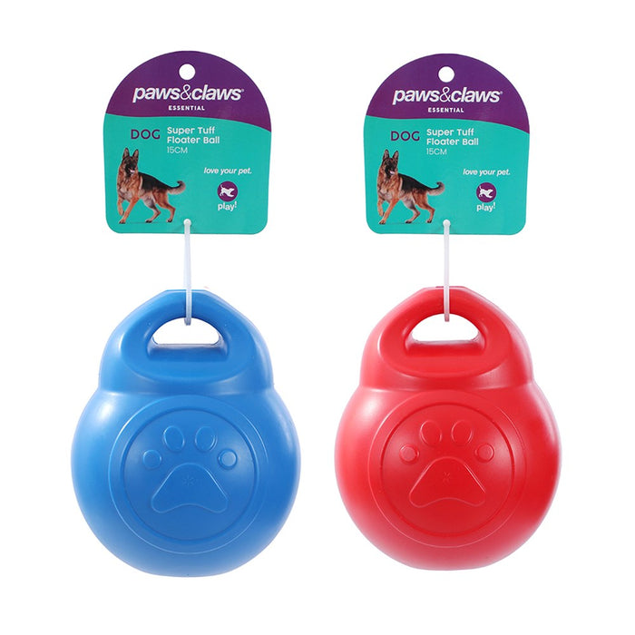 Paws & Claws SUPER TUFF BALL TPR PET TOY 15CM RED & BLUE
