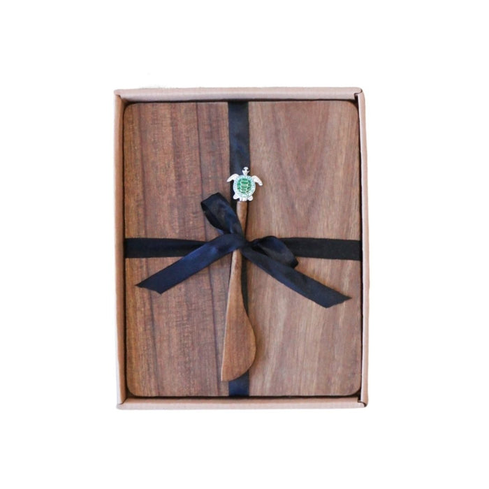 2 set Acacia Cheeseboard w Turtle Spreader