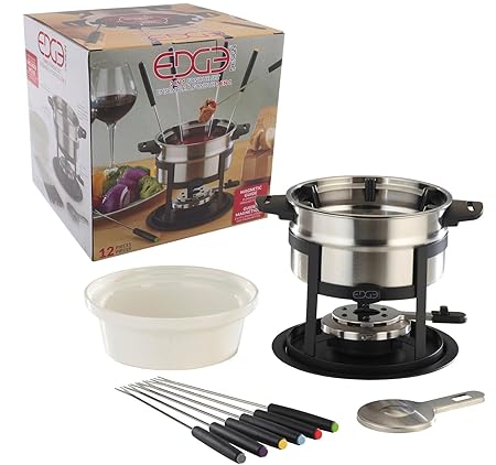 12 PCE 3-IN-1 S/S FONDUE SET W/MAGNETIC FORK GUIDE