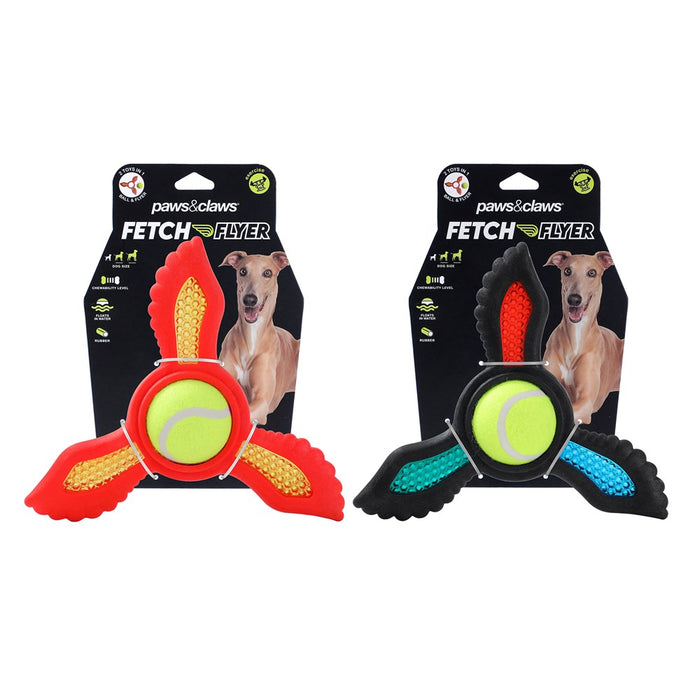 Paws & Claws FETCH FLYER TPR FOAM W/ TENNIS BALL 21.9X19.5X6CM
