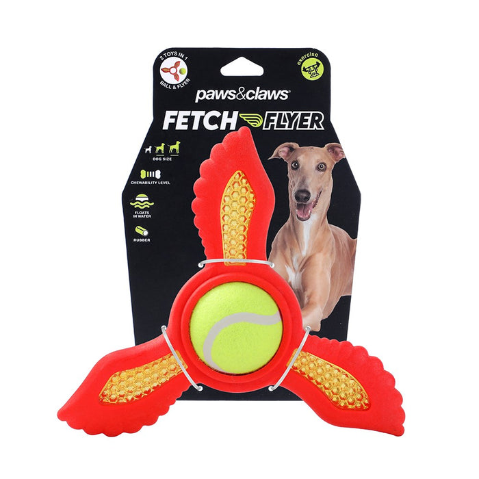 Paws & Claws FETCH FLYER TPR FOAM W/ TENNIS BALL 21.9X19.5X6CM