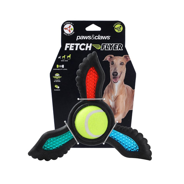 Paws & Claws FETCH FLYER TPR FOAM W/ TENNIS BALL 21.9X19.5X6CM