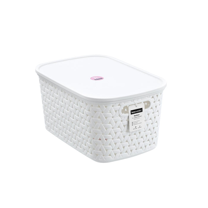 Boxsweden Rattan Basket Lidded 7L 30X20.5X15.5Cm