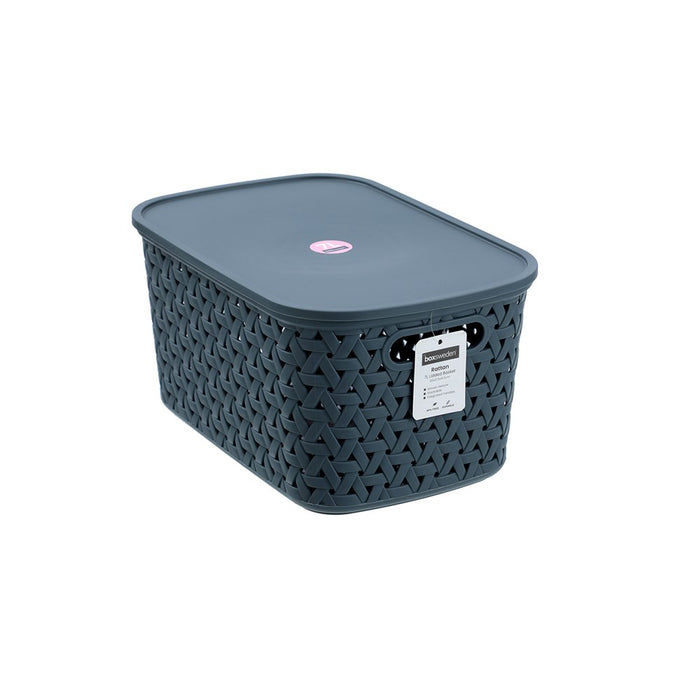 Boxsweden Rattan Basket Lidded 7L 30X20.5X15.5Cm