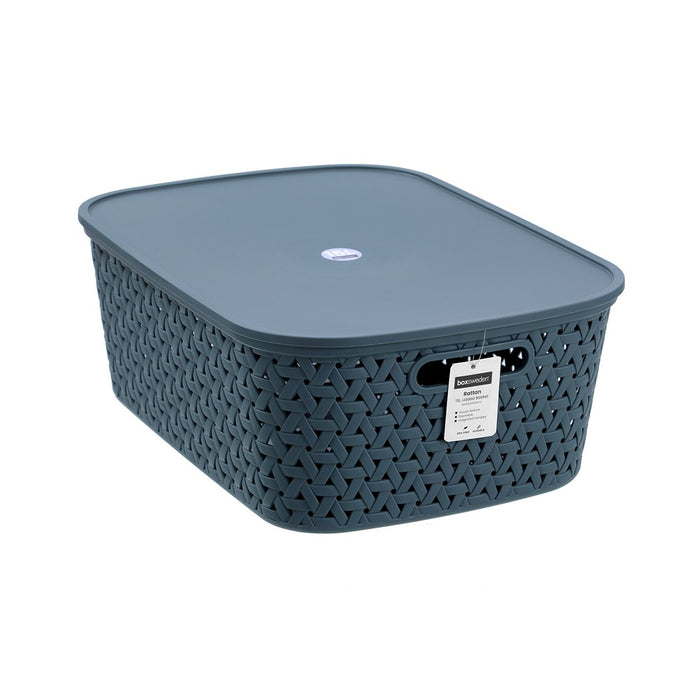 Boxsweden Rattan Basket Lidded 15L 40X30.5X15.5Cm