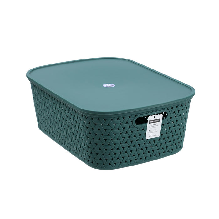 Boxsweden Rattan Basket Lidded 15L 40X30.5X15.5Cm