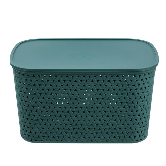 Boxsweden Rattan Basket Lidded 26L 40X30.5X22Cm