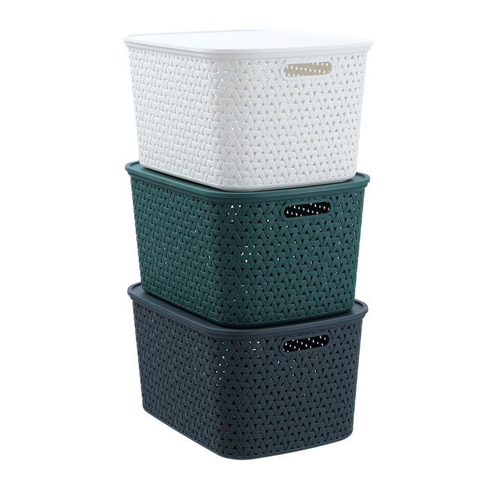 Boxsweden Rattan Basket Lidded 26L 40X30.5X22Cm