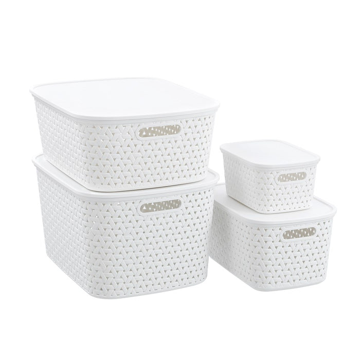 Boxsweden Rattan Basket Lidded 26L 40X30.5X22Cm