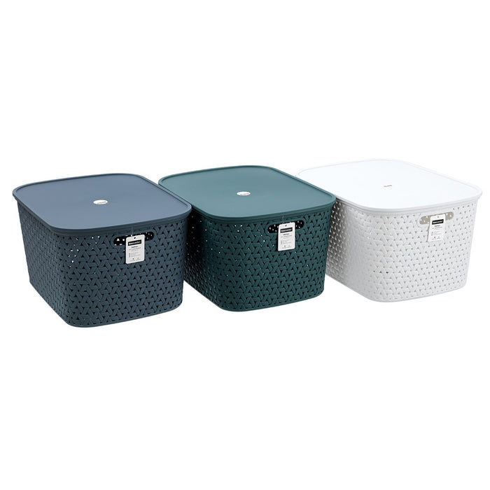 Boxsweden Rattan Basket Lidded 26L 40X30.5X22Cm
