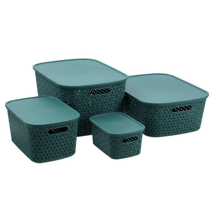 Boxsweden Rattan Basket Lidded 26L 40X30.5X22Cm