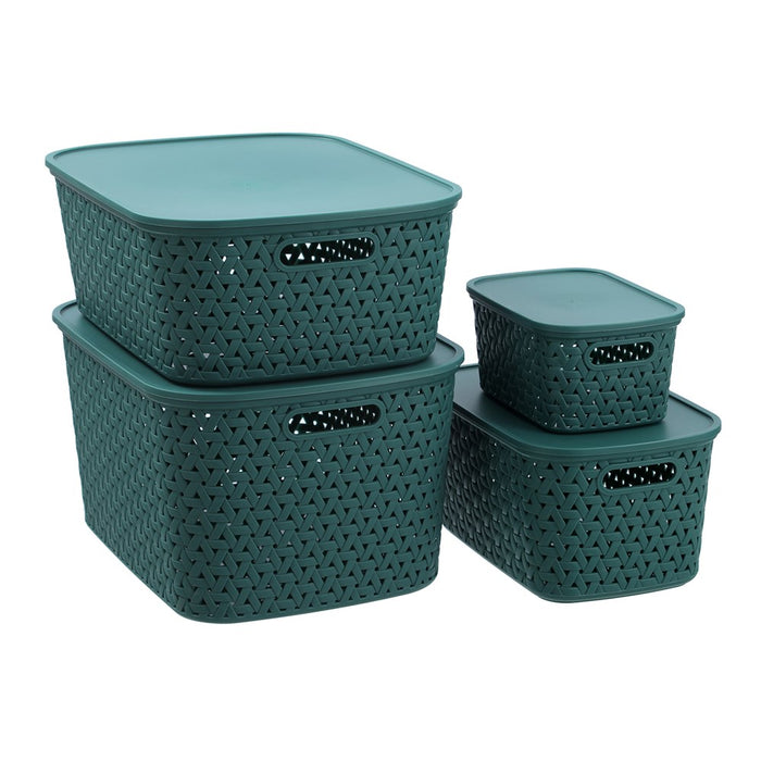 Boxsweden Rattan Basket Lidded 26L 40X30.5X22Cm