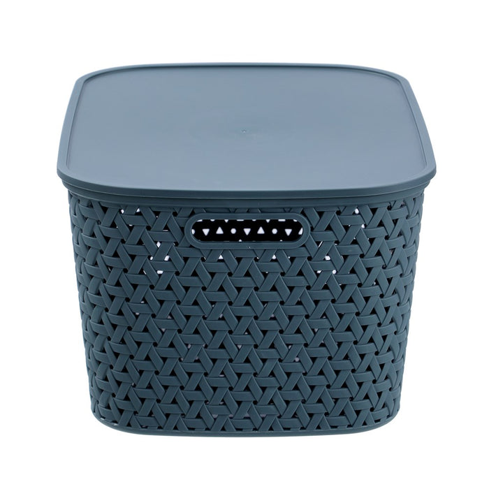 Boxsweden Rattan Basket Lidded 26L 40X30.5X22Cm