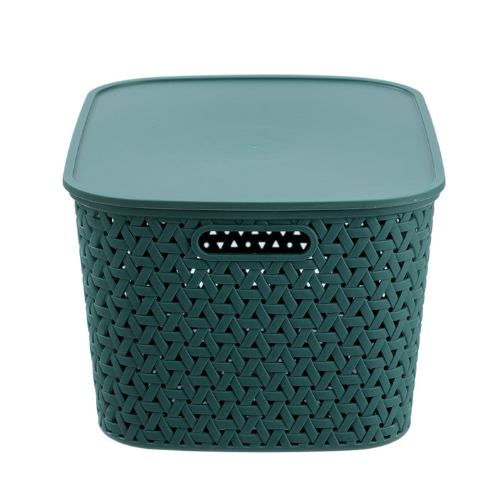 Boxsweden Rattan Basket Lidded 26L 40X30.5X22Cm