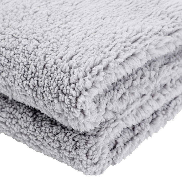 Paws & Claws SHERPA PET BLANKET 1X1M LIGHT GREY + CHARCOAL