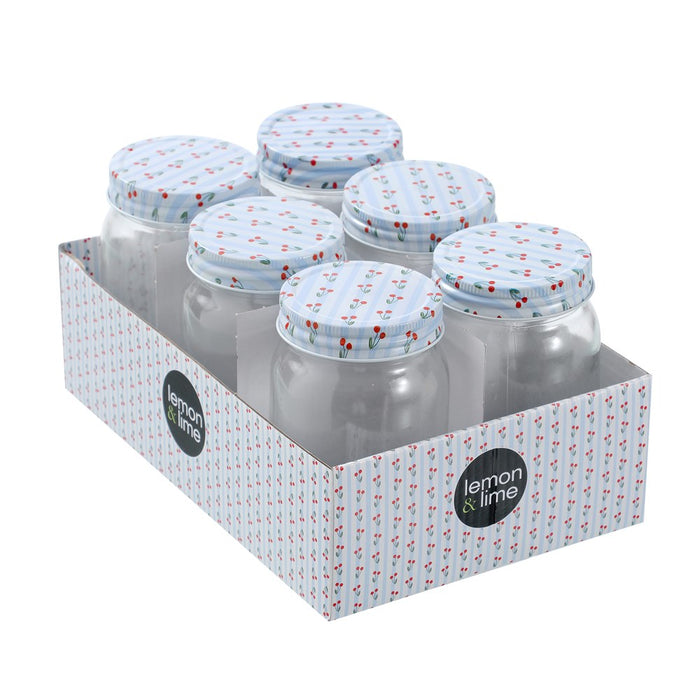 Lemon & Lime ROMA CHERRY STRIPE DECO CONSERVE JAR 500ML 6PK
