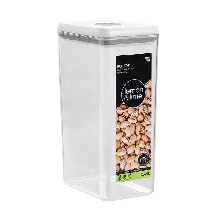 Lemon & Lime POP TOP PANTRY CONTAINER RECT 2.45L 14X10X24.5CM