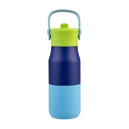 S/S D/WALL INS. DRINK BOTTLE W/SIPPER 400ML PEACOCK BLUE