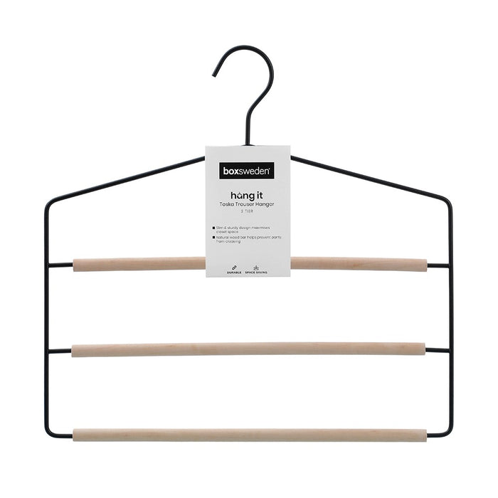 Boxsweden Hangit Toska Trouser Hanger 3 Tier 36X35Cm Metal & Wood