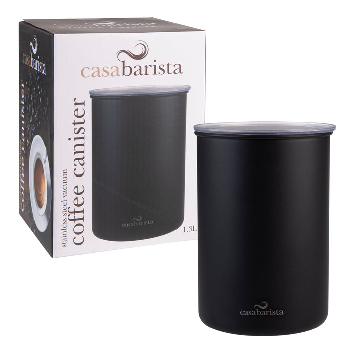 CASABARISTA STAINLESS STEEL VACUUM COFFEE CANISTER 1.3L - BLACK