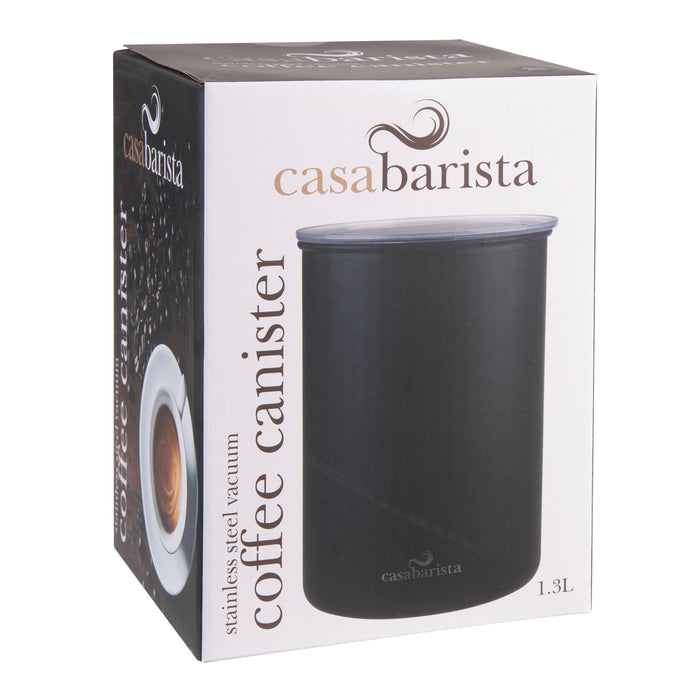 CASABARISTA STAINLESS STEEL VACUUM COFFEE CANISTER 1.3L - BLACK