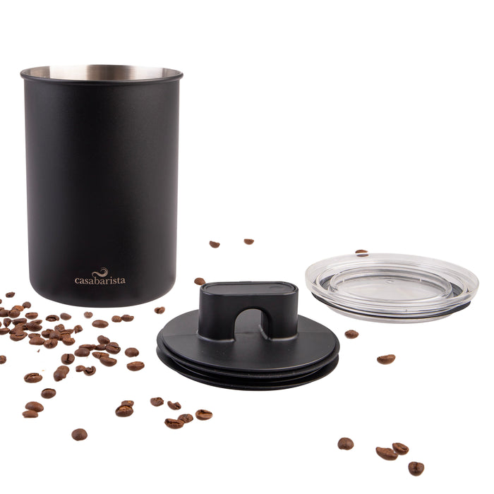 CASABARISTA STAINLESS STEEL VACUUM COFFEE CANISTER 1.3L - BLACK