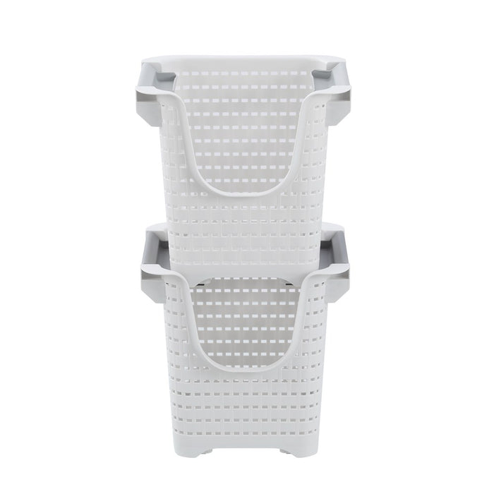 Boxsweden Woven Stackable Basket With Wheels 22.5X21.5X21.5Cm