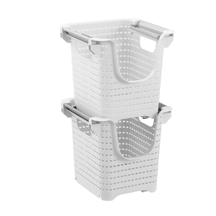 Boxsweden Woven Stackable Basket With Wheels 22.5X21.5X21.5Cm