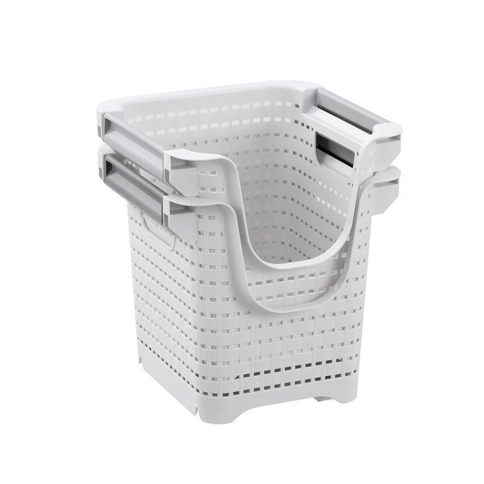 Boxsweden Woven Stackable Basket With Wheels 22.5X21.5X21.5Cm