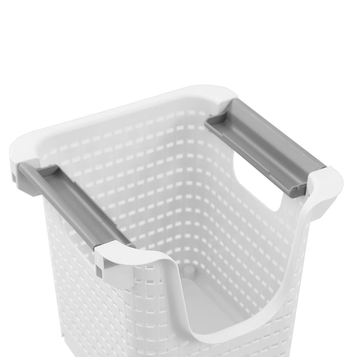 Boxsweden Woven Stackable Basket With Wheels 22.5X21.5X21.5Cm