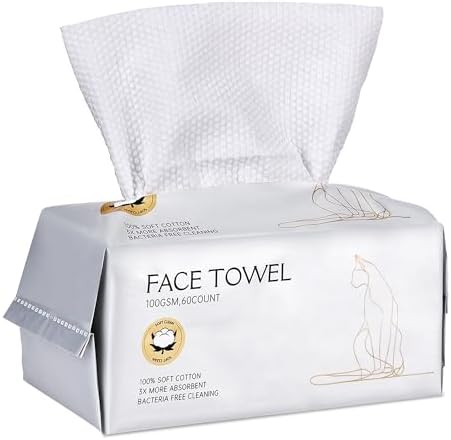 Socrates Premium Disposable Face Towels – 100% Cotton, 100GSM – Ultra Thick & Soft, Dual-Sided Textured & Smooth | facial towel, Makeup Removal, Baby Wipes – Dry & Wet Clean-120Counts