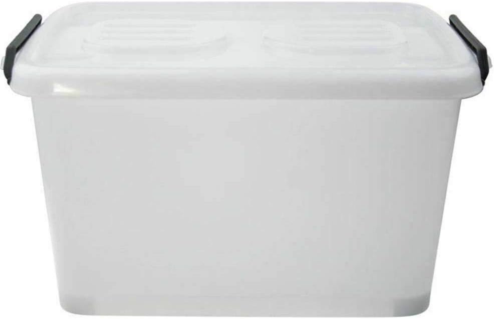 5 X Heavy Duty Utility Storage Bins 55L Stackable Plastic Storage Tub Container Clear Large Storage Box Tote Bin Boxes Bins With Durable Clip On Lid
