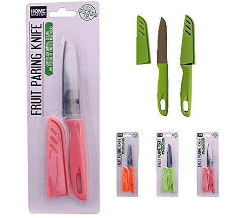 Knife Fruit Paring with Cover 19.5cm - Assorted Colours Pink, Yellow, Green
