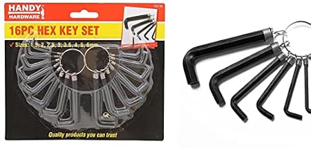 Hex Key Set Metric Sizes from 1.5Inch - 6 Inch 16pc